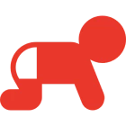 Red stick figure in crawling position