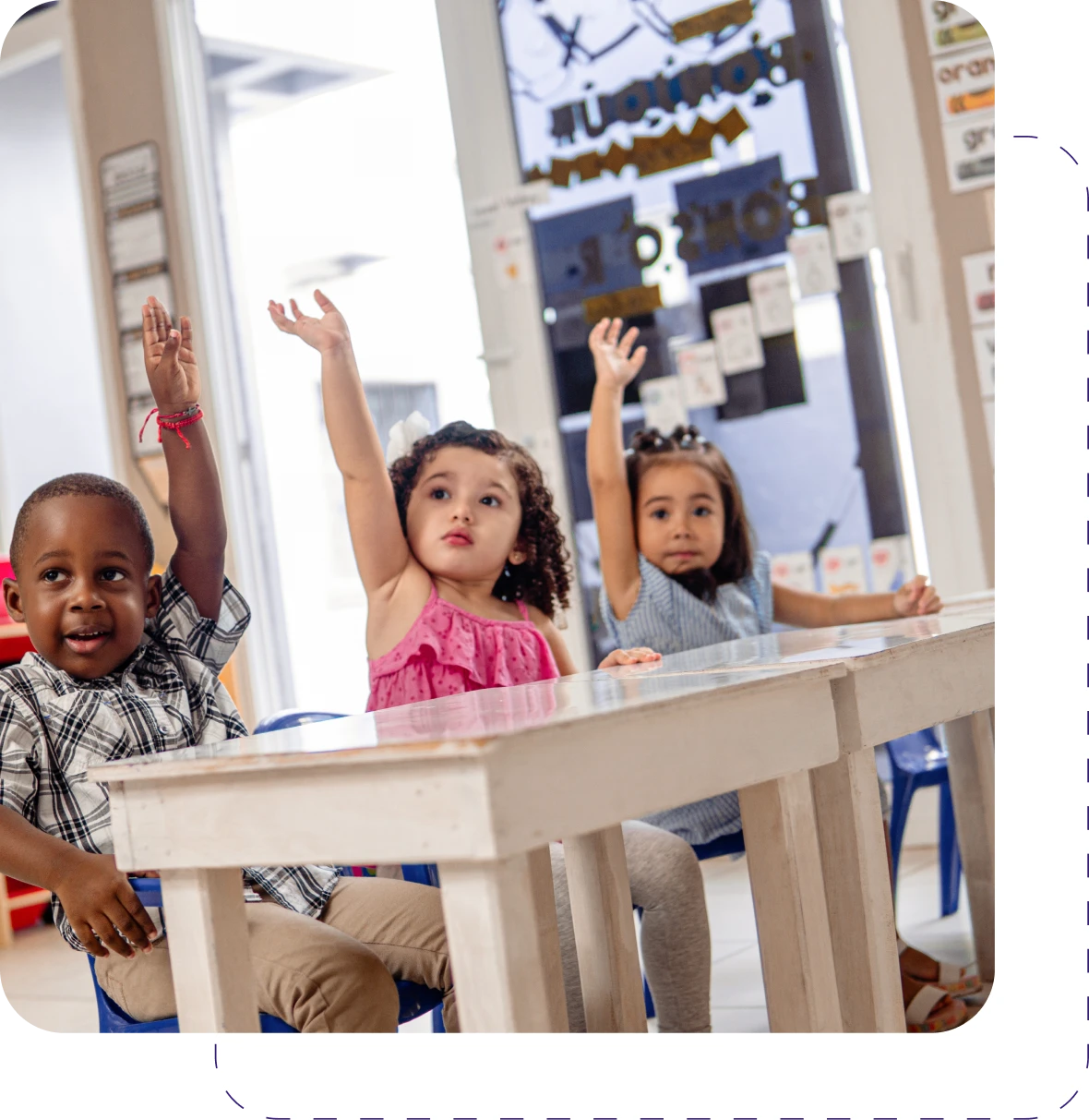 Young students eager to answer questions